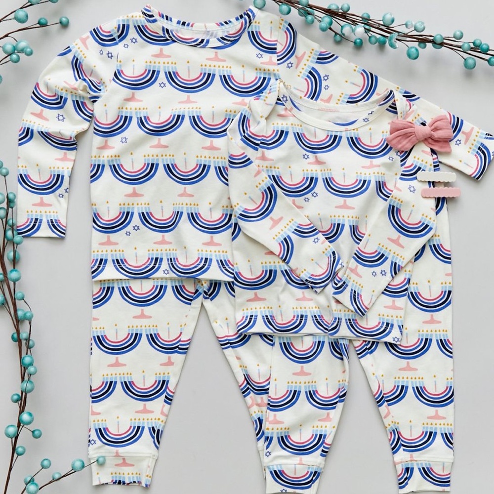 NWT Pink Chicken Organic Hanukkah Menorahs pajamas